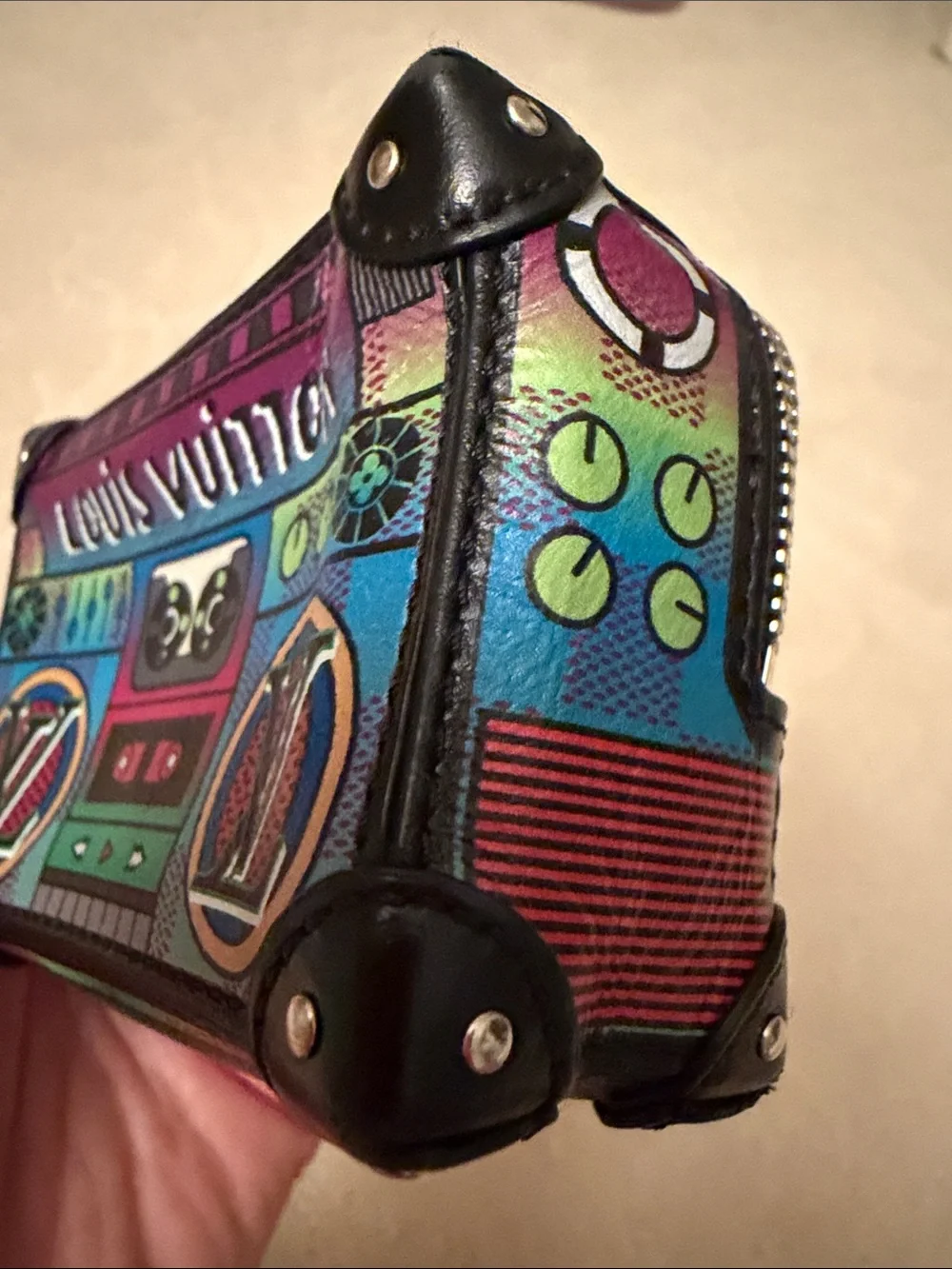 RARE COLLECTIBLE Louis Vuitton Purple and Blue bag charm Pouch gently used